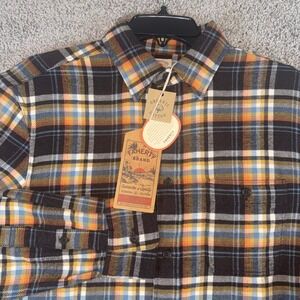 FAHERTY BRAND Mens Organic Cotton Super Brushed Flannel Plaid Shirt Sz Small NEW